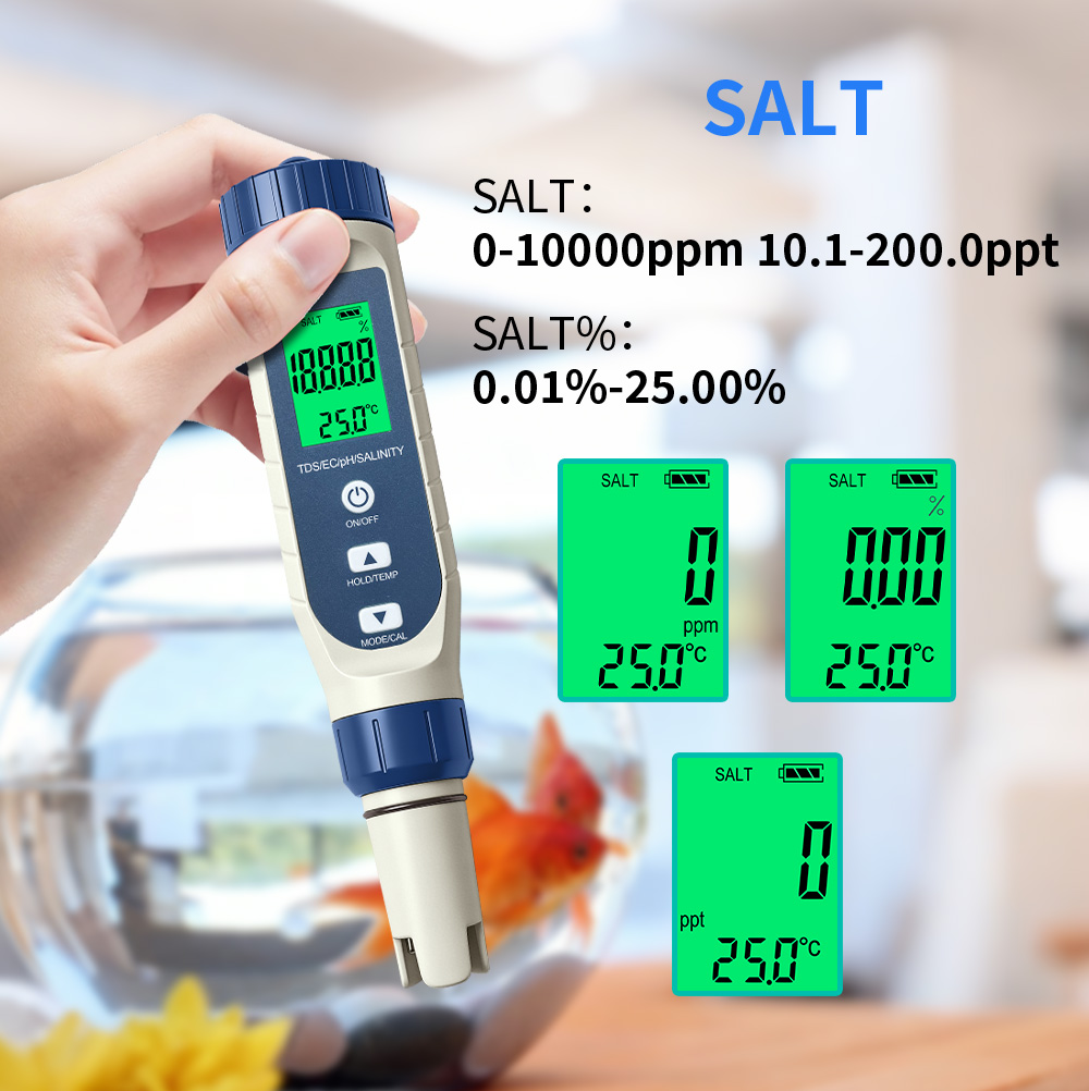 قلم اختبار جودة المياه 5 في 1  - مراجعة Marine Aquarium Water Testing وسعره